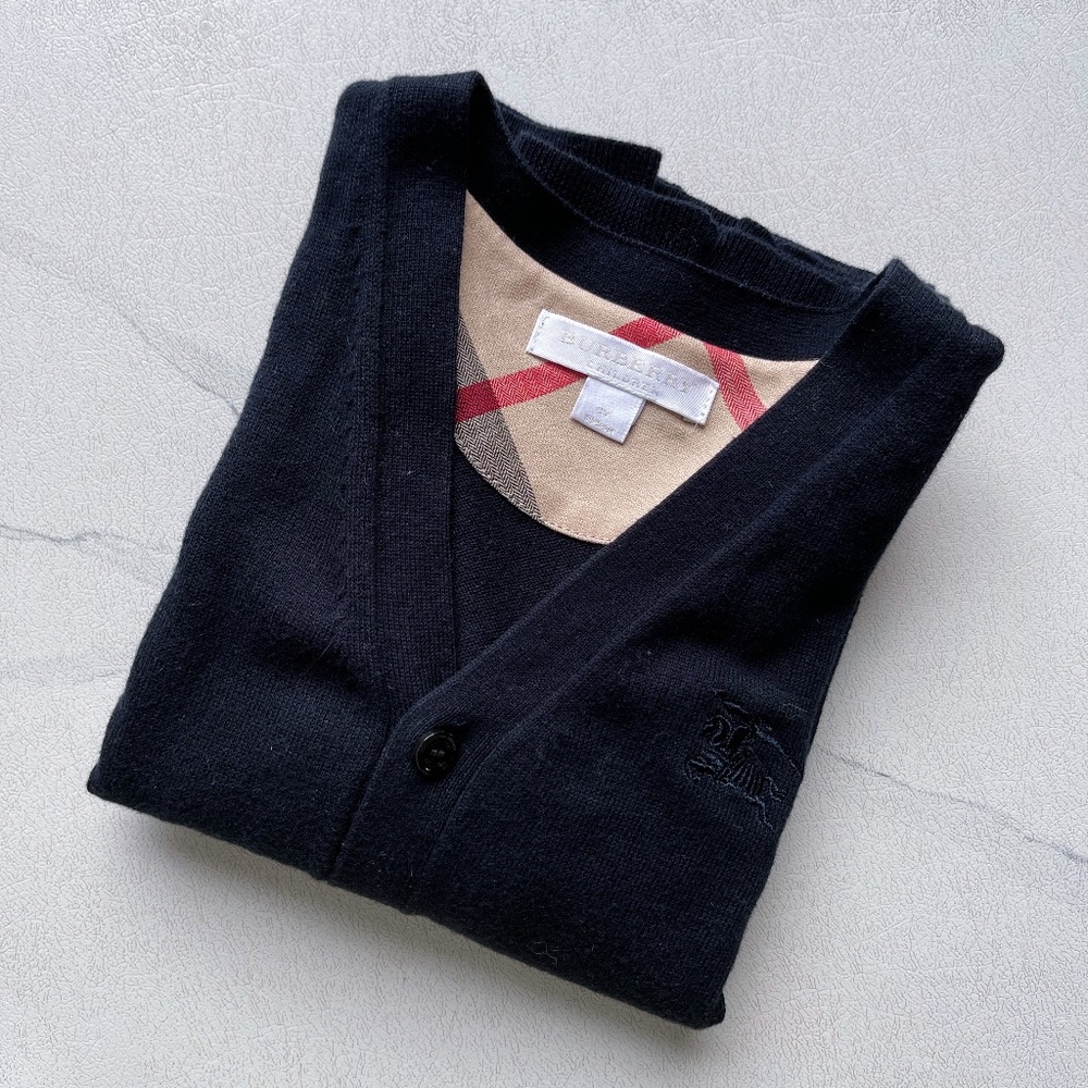Burberry navy light knit v-neck cardigan 4Y